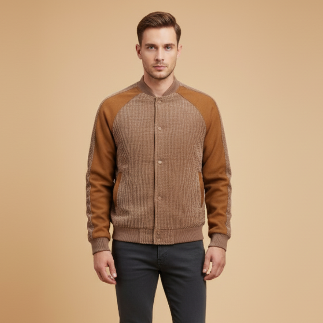 Men's Patchwork Fleece Bomber Jacket