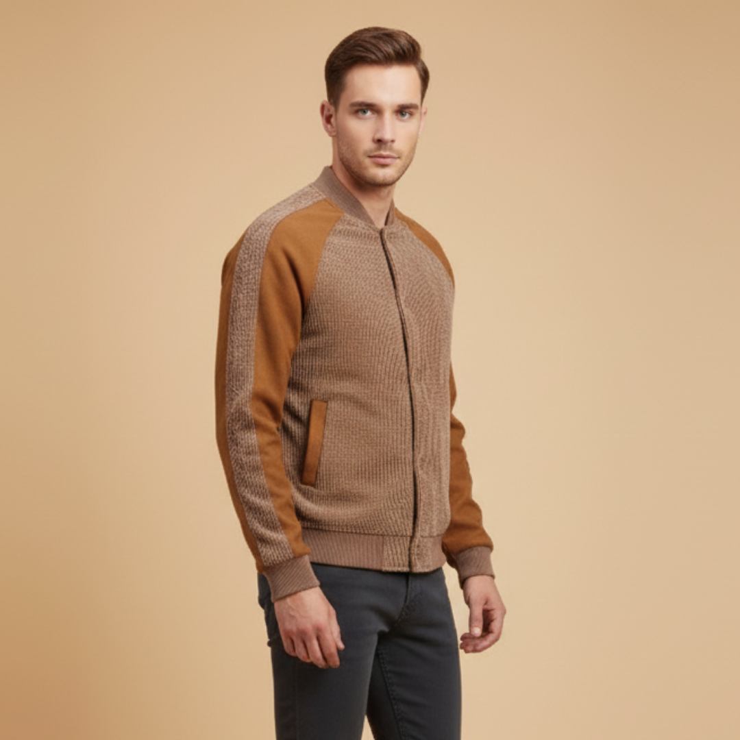 Men's Patchwork Fleece Bomber Jacket