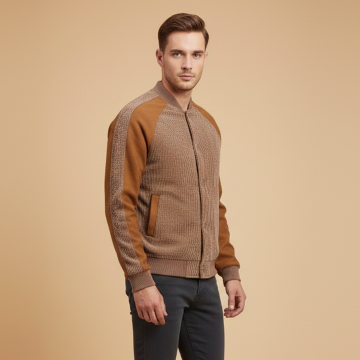 Men's Patchwork Fleece Bomber Jacket